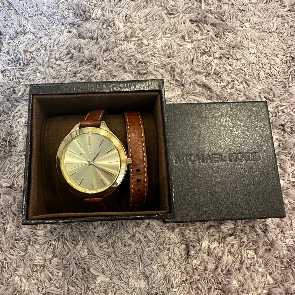 Michael Kors leather wrap watch